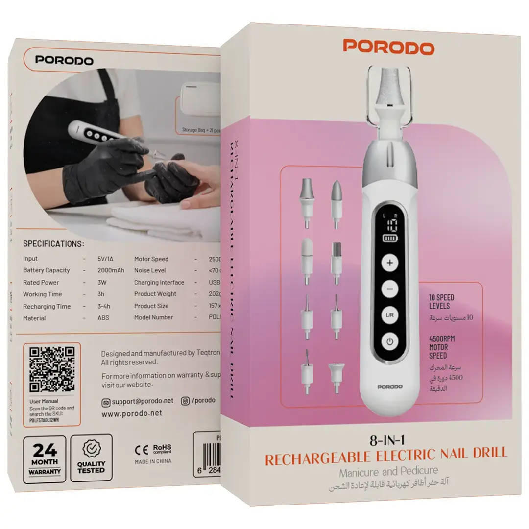 سوهان برقی ناخون PORODO 8 in 1