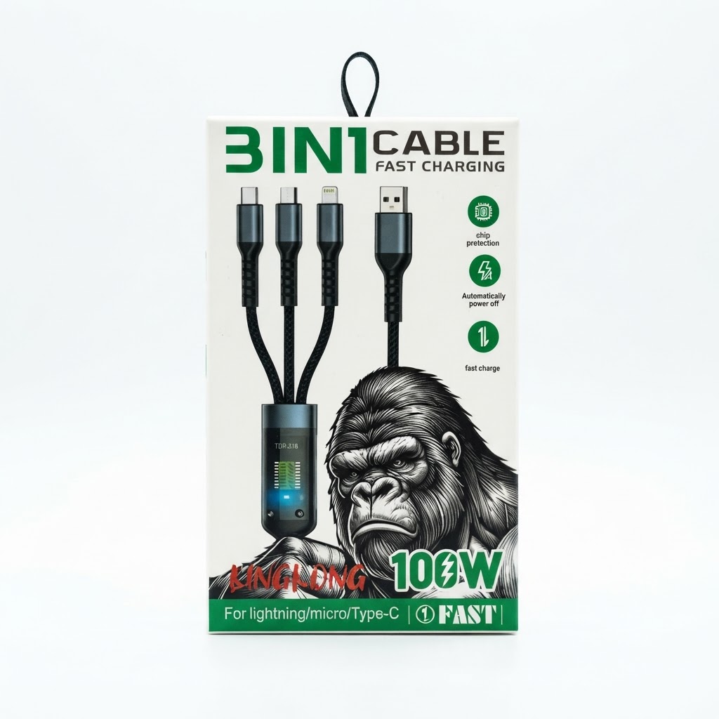 کابل 3 به 1 کنفی مدل 100W king kong (حداقل سفارش 5 عددی)